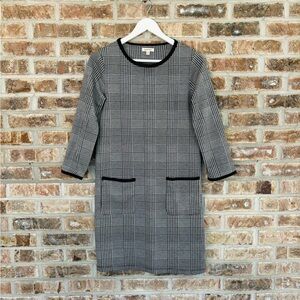 Max Studio Black and White Houndstooth Sheath Midi Dress Small